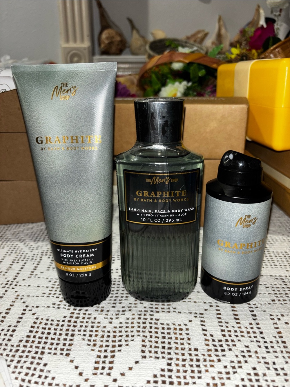 (2026)Bath & Body Works Graphite Men's Grooming Trio - Gray & Black